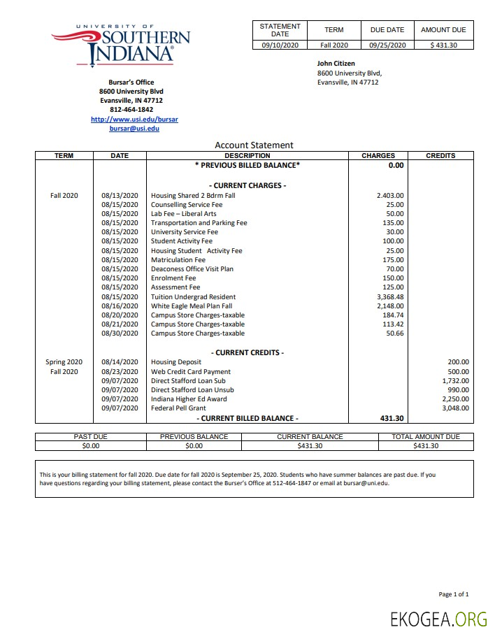 États Unis Université du sud de l'Indiana